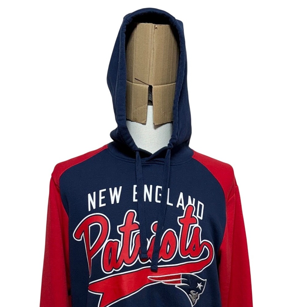 New England Patriots Hoodie Mens Medium Blue Red Fleece Pullover Sweatshirt NFL